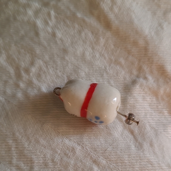 Lucky Cat Charm with Red and Blue Accents - Picture 2 of 3